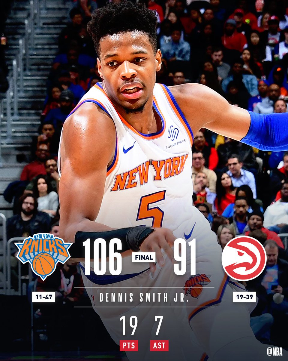 Enfim o #NewYorkKnicks voltam a vencer, dessa vez o triunfo veio fora de casa diante do #AtlantaHawks A franquia de New York tem a pior campanha da temporada regular da #NBA #GoKnicks #NYK #Knicks #NewYorkForever #NYKvsATL #NBAAllStar #NBATwitter #Basketball #NBAonABC