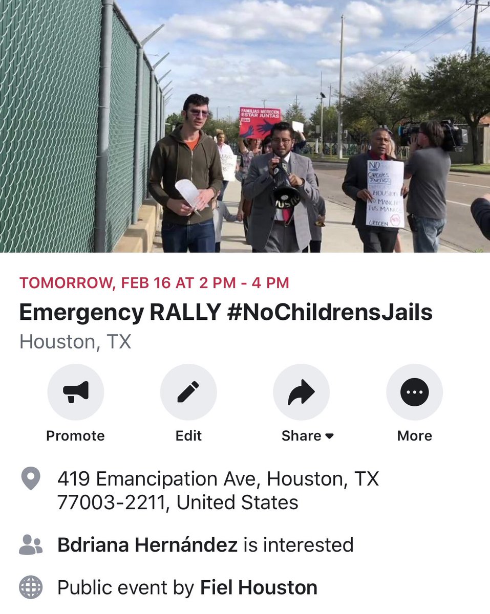 Emergency Rally tomorrow Saturday February 16 at 2pm at 419 Emancipation Houston TX 77003 against the eminent opening of the #ChildrenJail please share! We need to fight back! #Houston #NoBabyJails