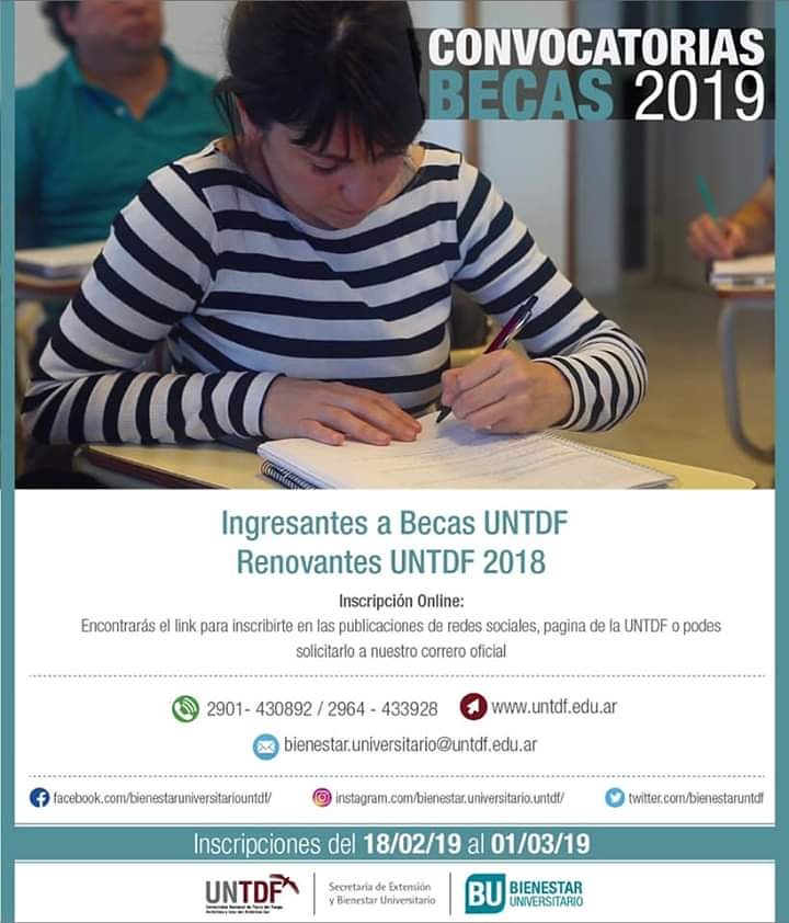 ceuntdf_feuf's tweet photo. #BecasUNTDF
#Bienestar
#FEUF
IMPORTANTE COMPAÑERES!
Ya arranca la inscripción 2019 a becas de la UNTDF. No solo es una herramienta, es un derecho. https://t.co/FJKyGLTNs4