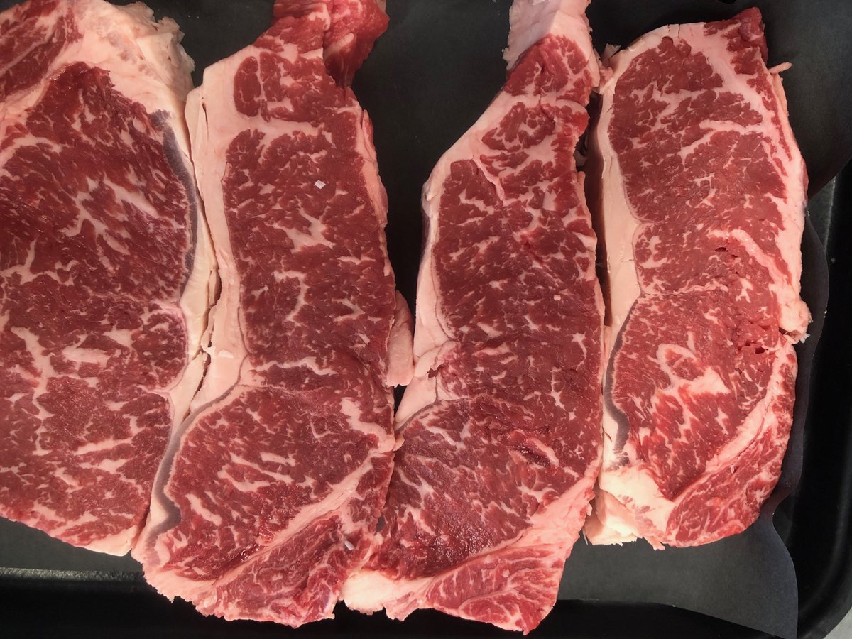 ⁦@markrsports⁩ ⁦@DustyDvoracek⁩ come get some we’ll marbled prime strips at T&C Meats in Enid #steAklife