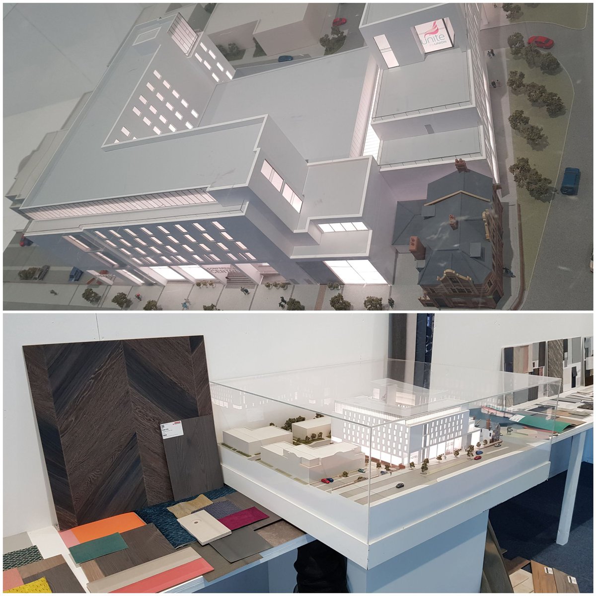 AmyKayDesign1's tweet photo. Project presentation sample area on site @ Aloft Birmingham πͺ #progress #hotel #conferencecentre #office #liveproject #onsite #somanymaterials #materialmadness #scheme #signoff @AmyKayDesign1 @fcharchitects @consarc_design @unitetheunion @AloftHotels https://t.co/BvNZIb4N8l