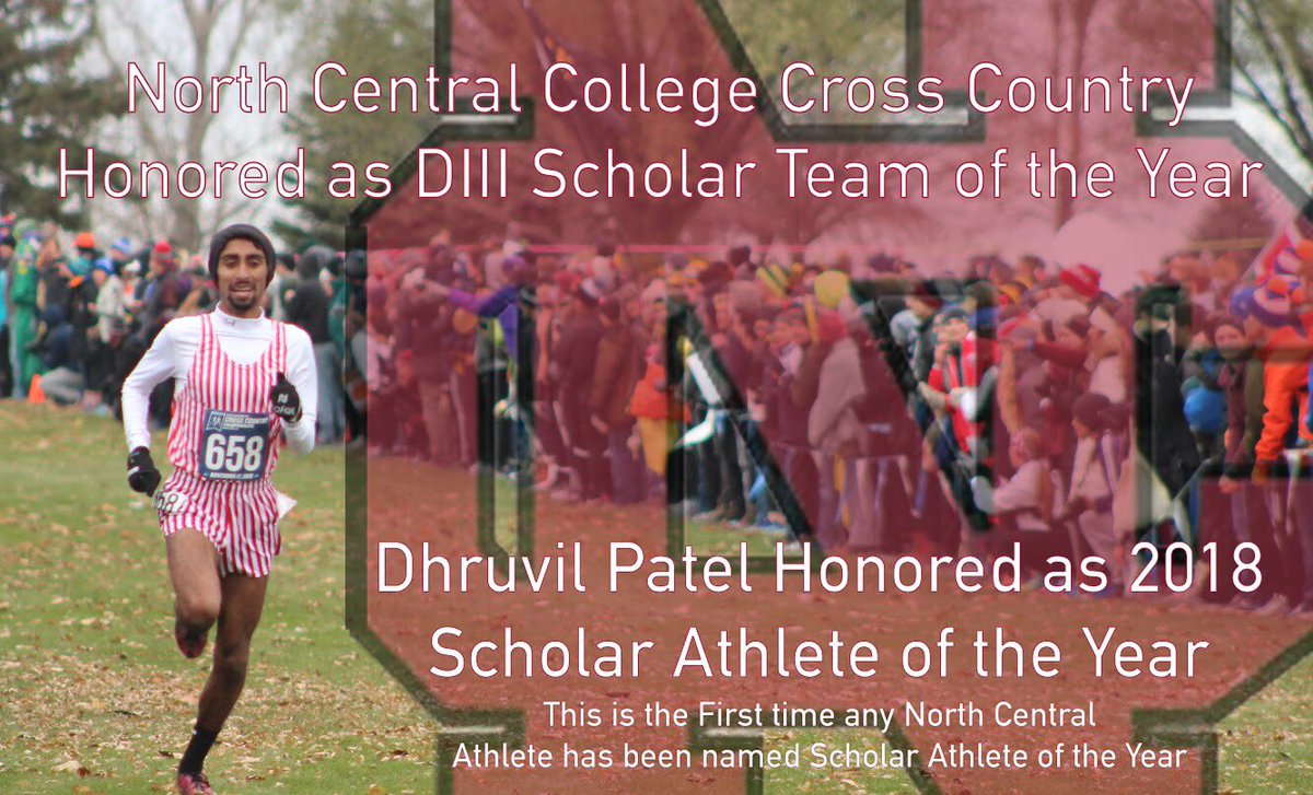 Congratulations to Dhru on being the first North Central athlete to be named the <a href="/USTFCCCA/">USTFCCCA</a> Division III scholar athlete of the year. Our team was also named the D3 scholar team of the year, showing that hard work in the classroom is just as important as on the course. #WeAreNC