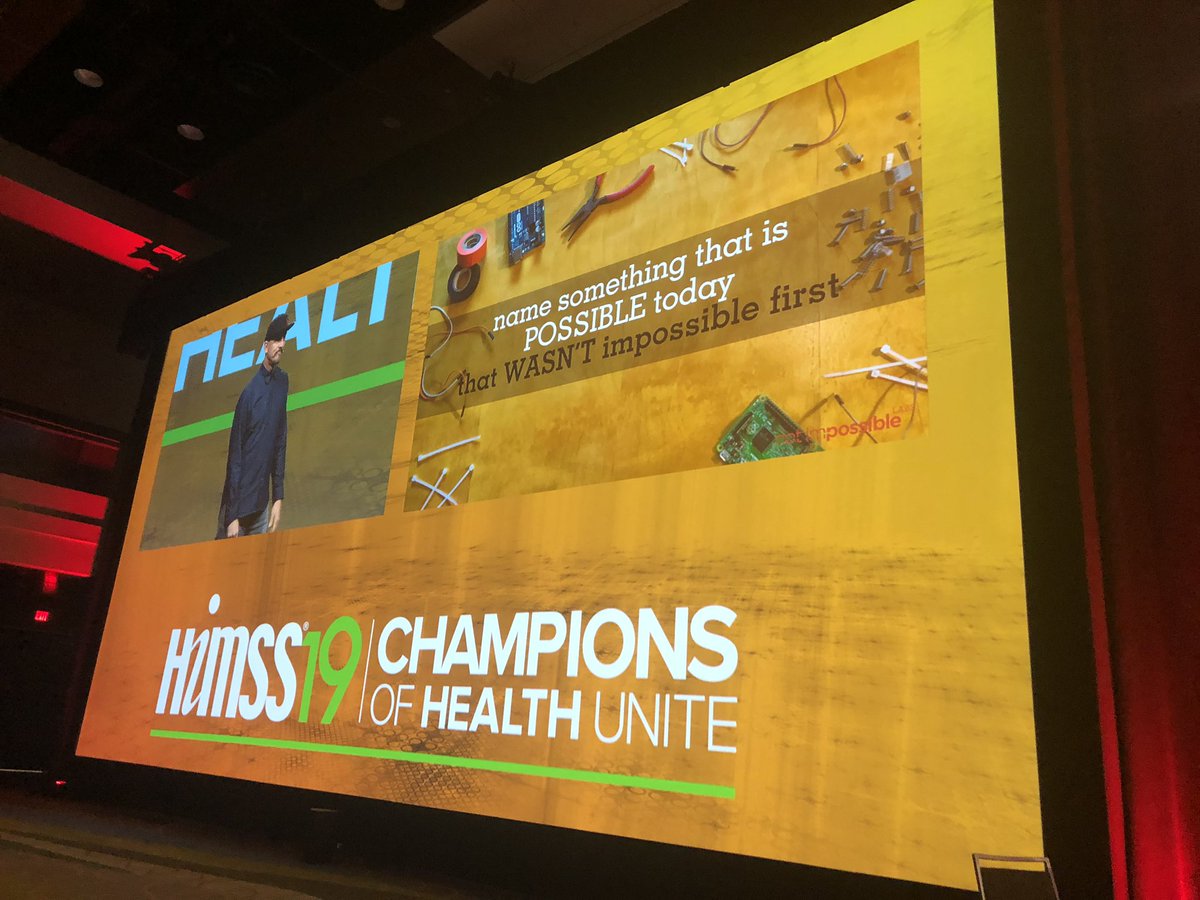 ggmspeijer's tweet image. Keynote @HIMSS19 &apos;NOT IMPOSSIBLE&apos; exactly that&apos;s what&apos;s improving #Healthcare! #HelpOne help many @MickEbeling