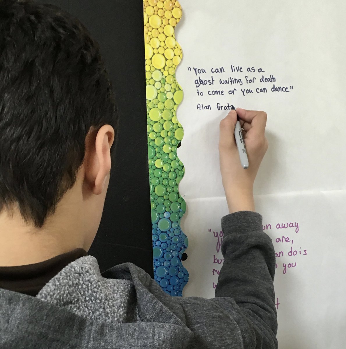 Ms_EMcCann's tweet photo. We added a few of our favourite quotes to @mrslloyd_ldsb's #booklove bulletin board 🥰 Do you have a favourite quote to share with us? #readinggraffiti #CalvinCore #myreadinglife #collaboration https://t.co/9huRZeBa9V