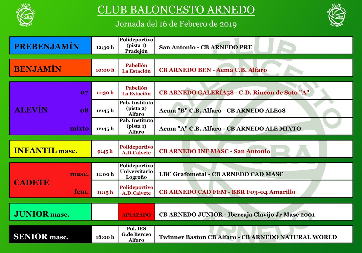 Estos son nuestros partidos del finde... así q APUNTAD!!! 🏀💪🏼