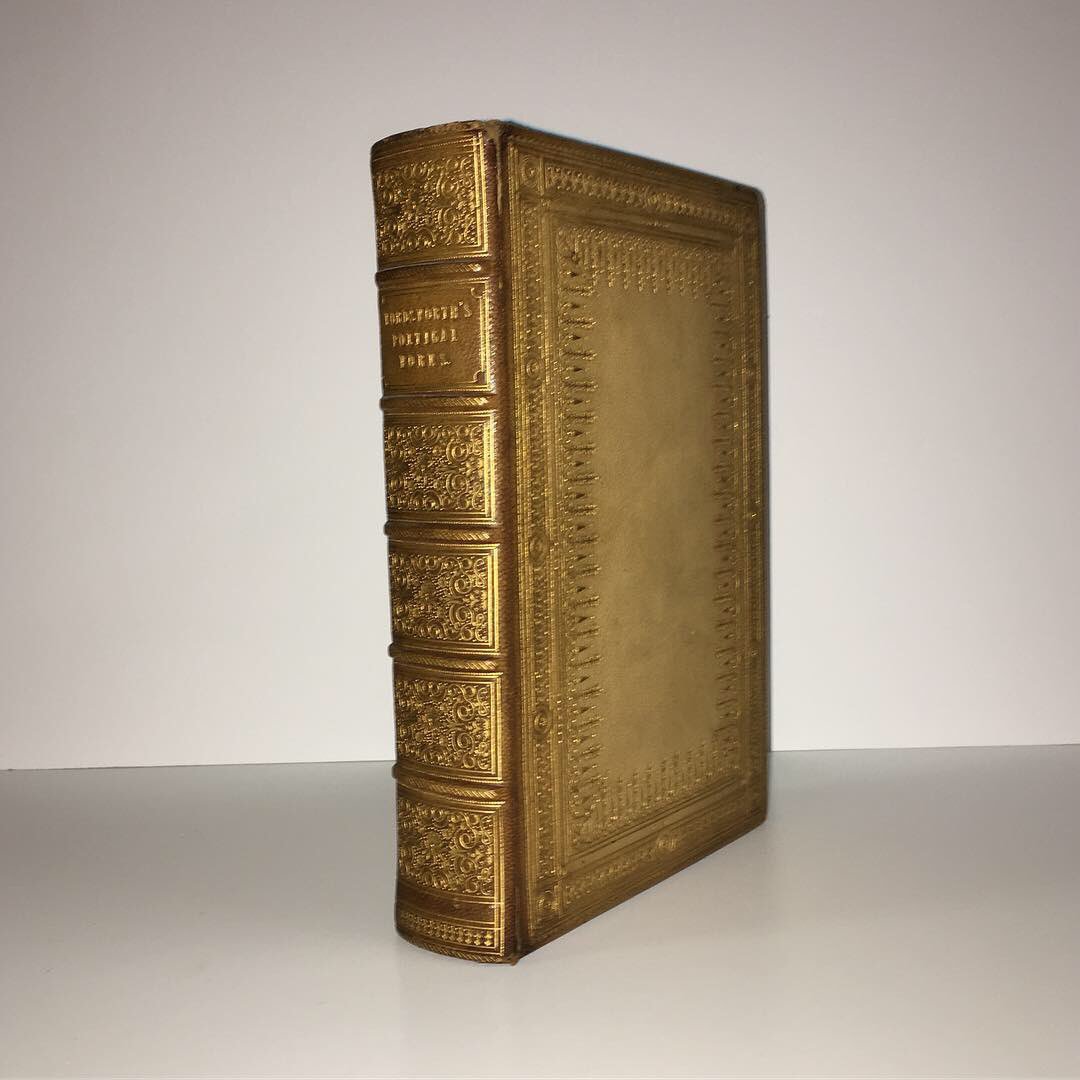 HenryPordesBook's tweet photo. A gorgeous, glitzy Wordsworth - with the poet’s SIGNATURE tipped in! #wordsworth #williamwordsworth #antiquarianbooks #finebinding #finebindingfriday #poetry #signedbooks #signature #gold https://t.co/KOcwYxTEpW