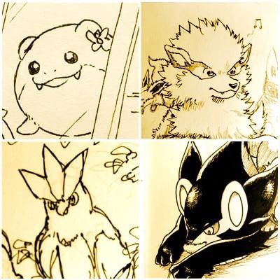 近々お絵かき仲間でラクガキ合宿することになりました。その時に描くお題(ポケモン)を募集します。
📮 https://t.co/CgjEsQpNiD
4人のうち誰が描くかはお楽しみ、当日くじで決めます。 
