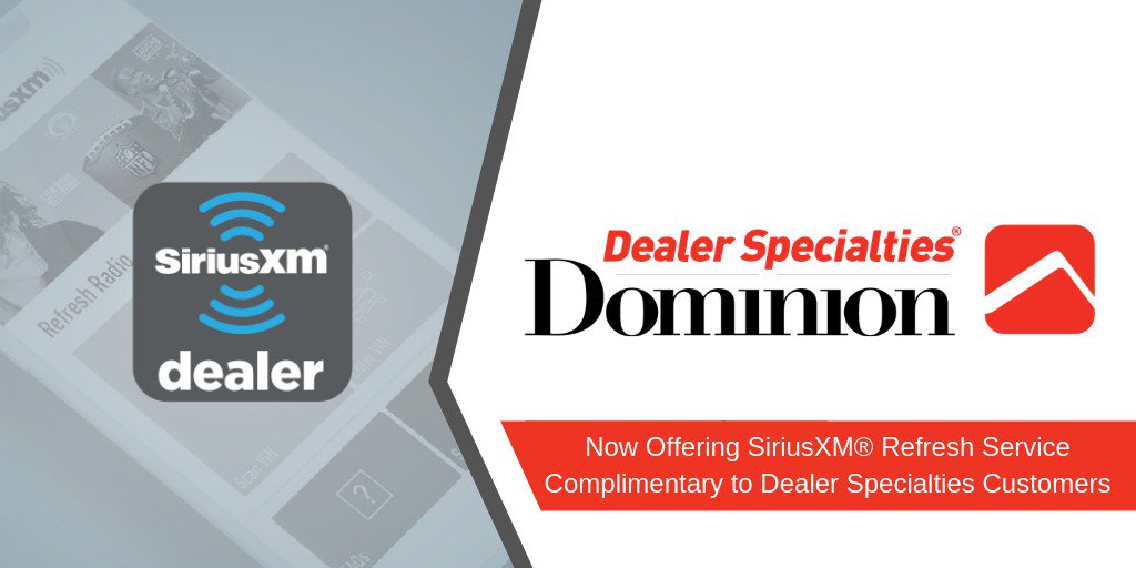 Dominion has partnered with SiriusXM® to refresh equipped pre-owned vehicles on your lot with 3 months of #SiriusXM! Learn more about this complimentary service for #DealerSpecialties customers. bit.ly/2I8LUM4