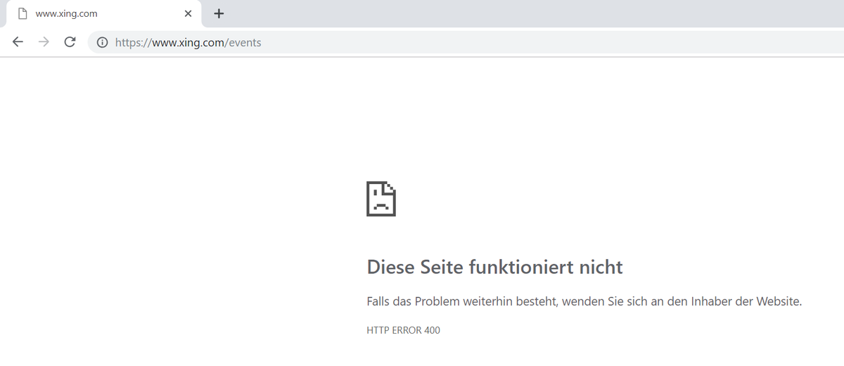 Warum ist bei euch eigentlich schon mindestens die ganze Woche lang das Anlegen von Events kaputt, <a href="/XING_de/">XING</a> ?
Folgende schicke Fehlermeldung nach Abschicken des Formulars. #experten