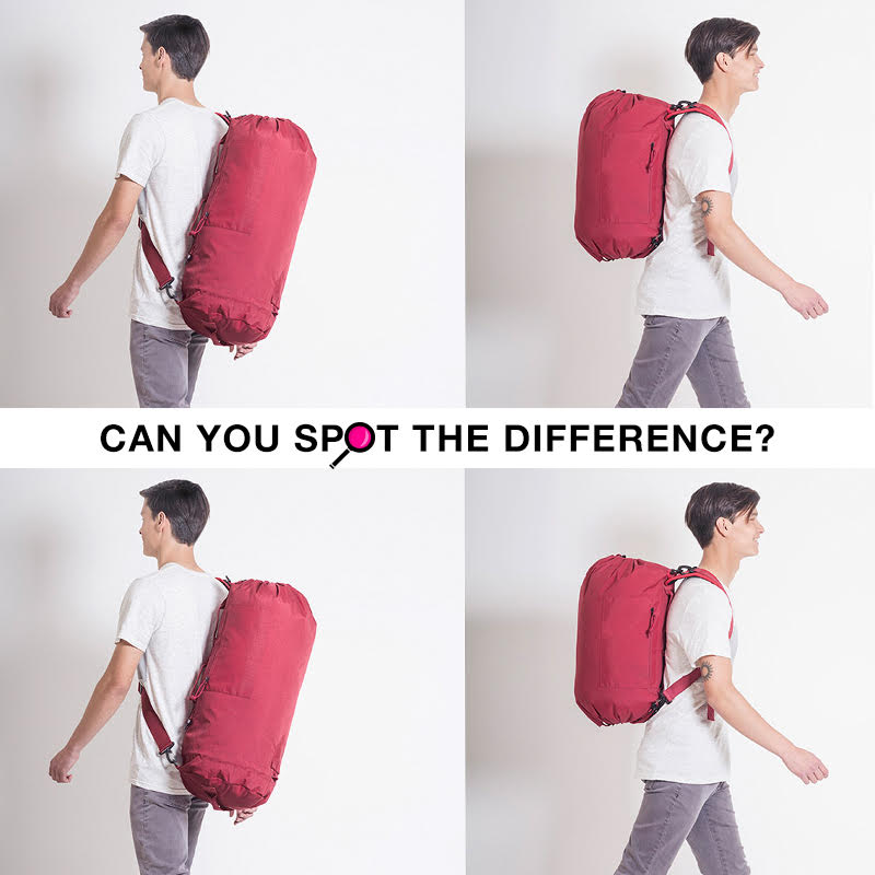 spotist_game's tweet photo. Can you spot the ONE DIFFERENCE? This exact photo will be in today's $200 BAG themed game, featuring @piorama.co 🎒, at 1 PM EST. #spotthedifference #game #games #gamer #puzzle #puzzles #trivia #bag #duffel #backpack #weekendbag #adjustable #convertible #travel #piorama https://t.co/UTuF3A23fv