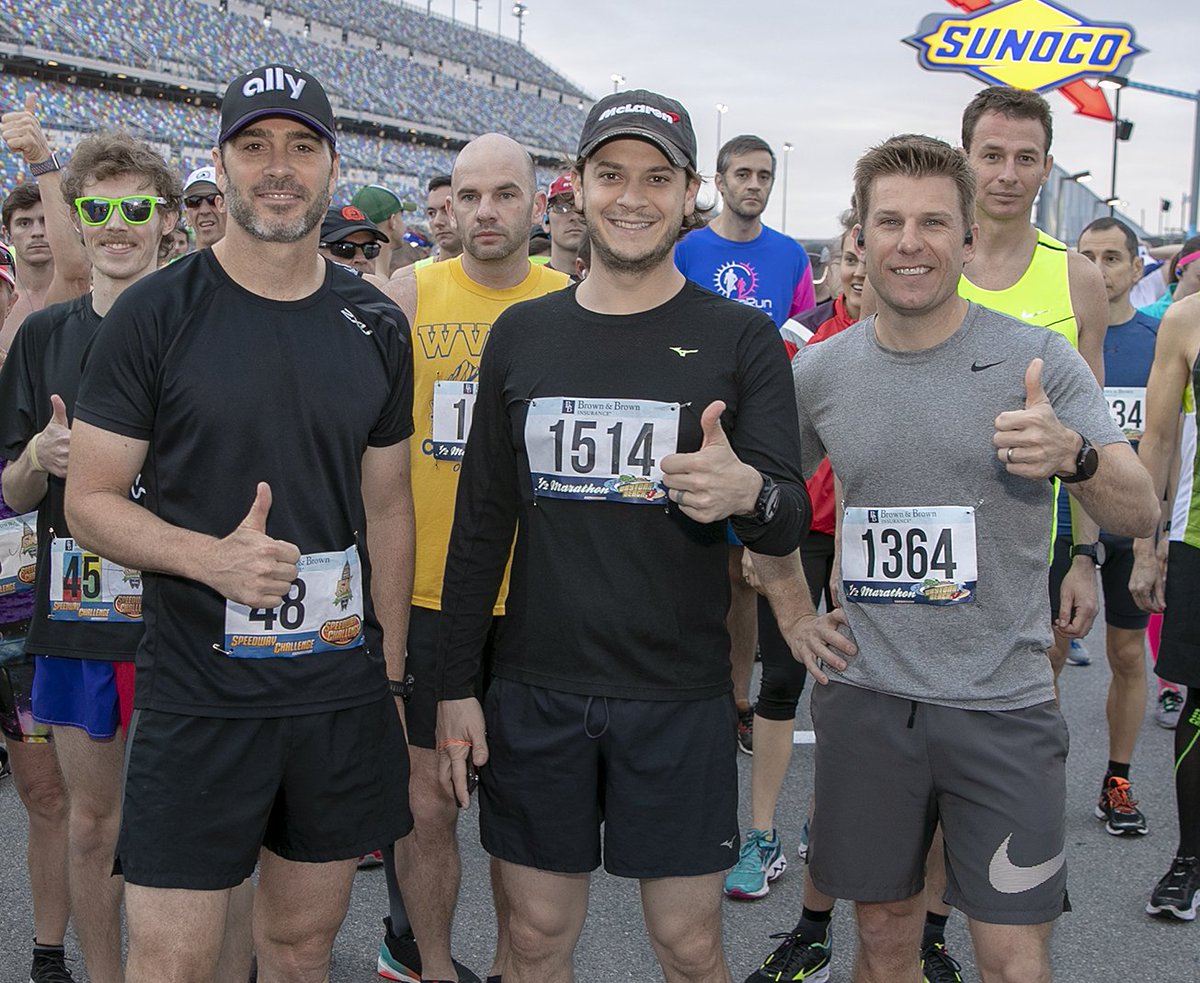 Wishing <a href="/JimmieJohnson/">Jimmie Johnson</a>, <a href="/landoncassill/">landon cassill</a> and <a href="/jamiemcmurray/">Jamie McMurray</a>  —who all placed in the #daytonahalf last weekend— the best of luck at the #Daytona500 on Sunday!