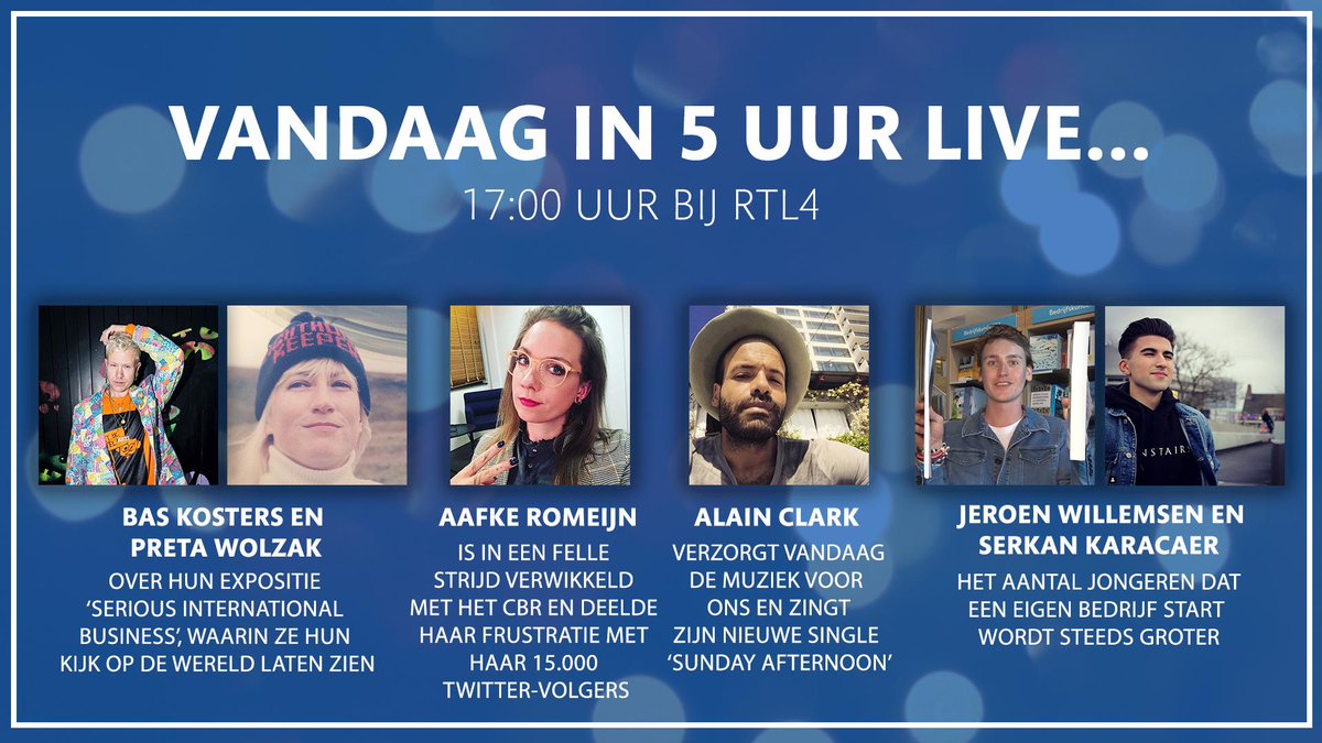 Goedemiddag! Deze gasten schuiven vanmiddag bij ons aan. Kijk om 17:00 uur naar 5 Uur Live! 🎤