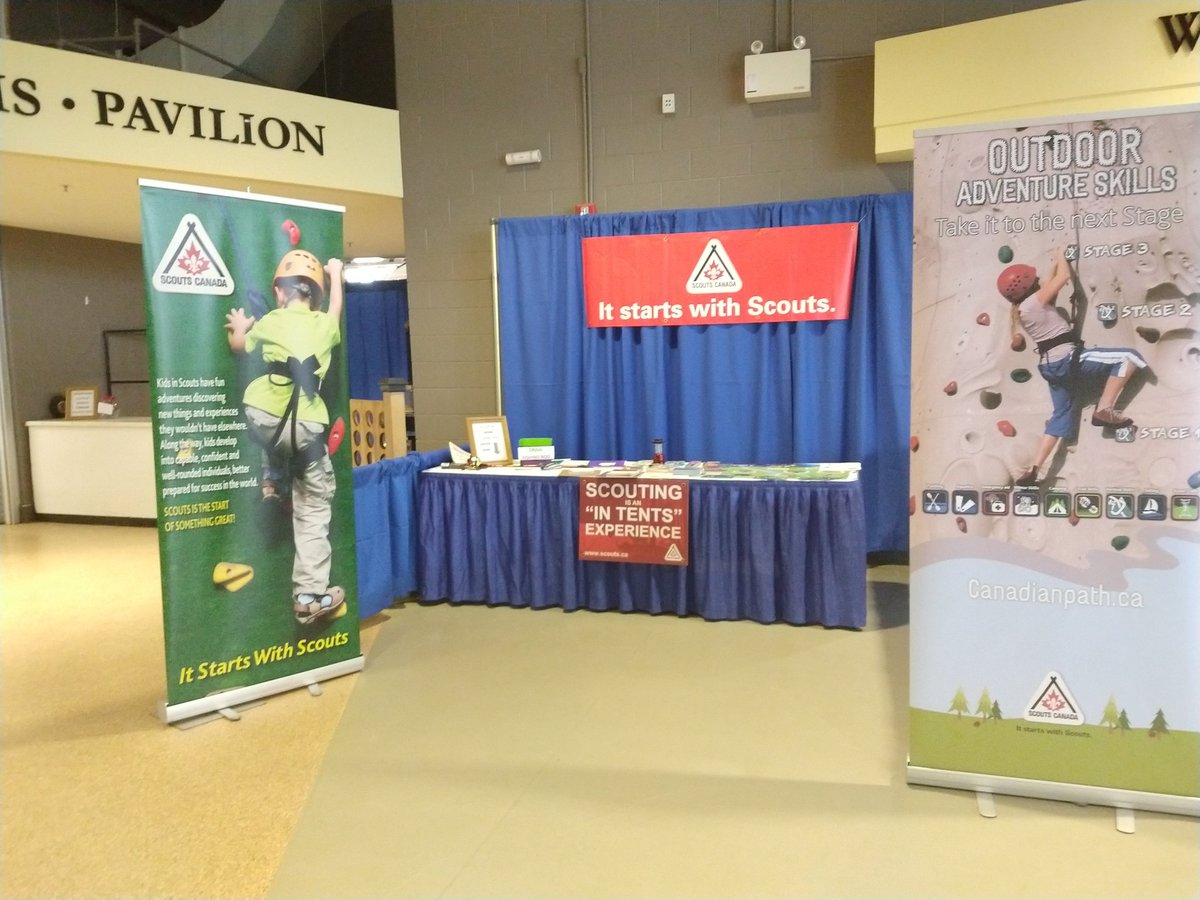 All set up at the RV Show <a href="/WesternFair/">WesternFair District</a> Agriplex. Stop by Friday to Monday and out your name in to win. Fishing rod. #scoutsdostuff