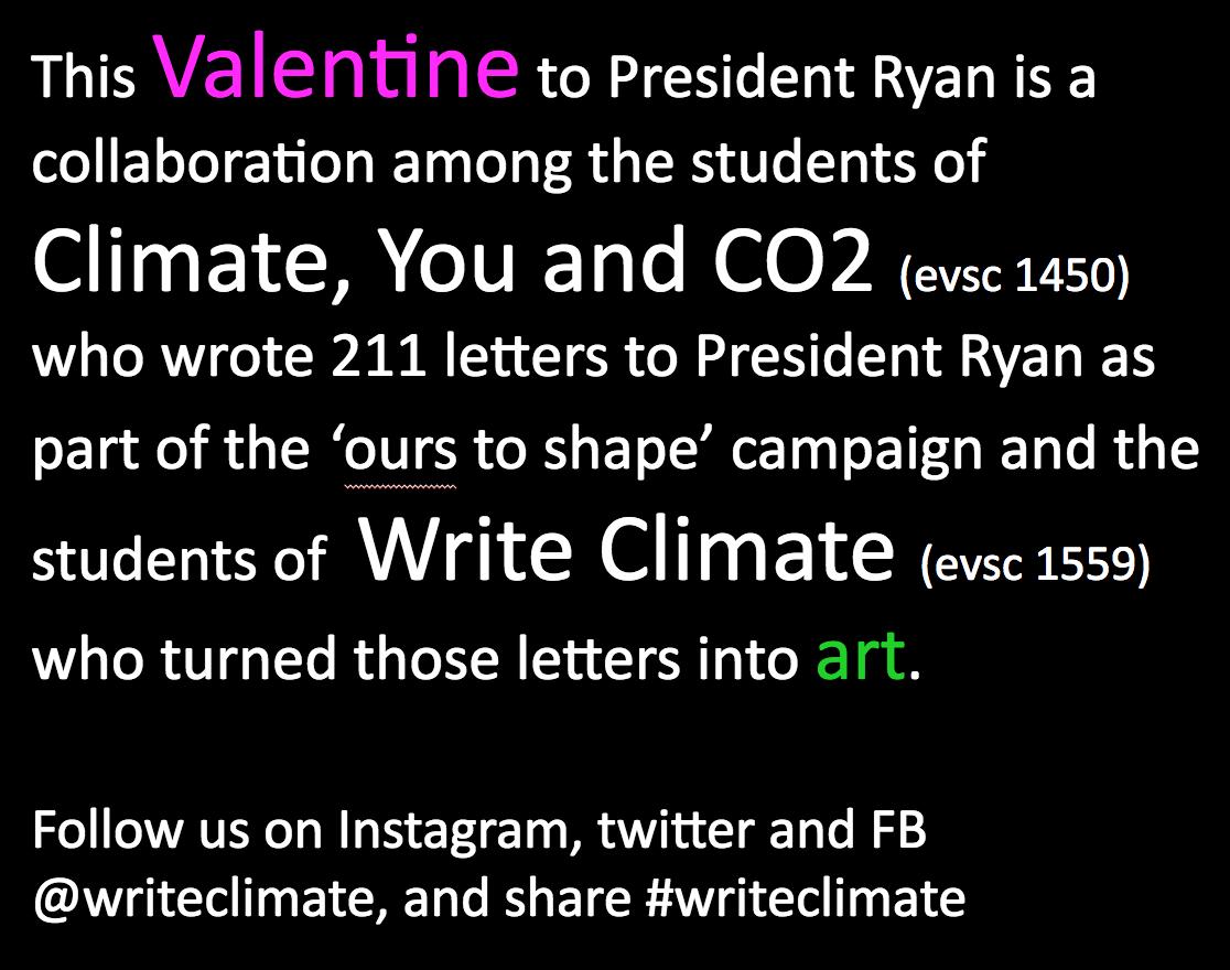 Wahoos4S's tweet photo. Get ready to get inspired! UVA Professor Deborah Lawrence's @WriteClimate class sent @presjimryan over 200 beautiful and powerful valentines to encourage action on climate. Here's just a few! https://t.co/6YN3CPGykG
