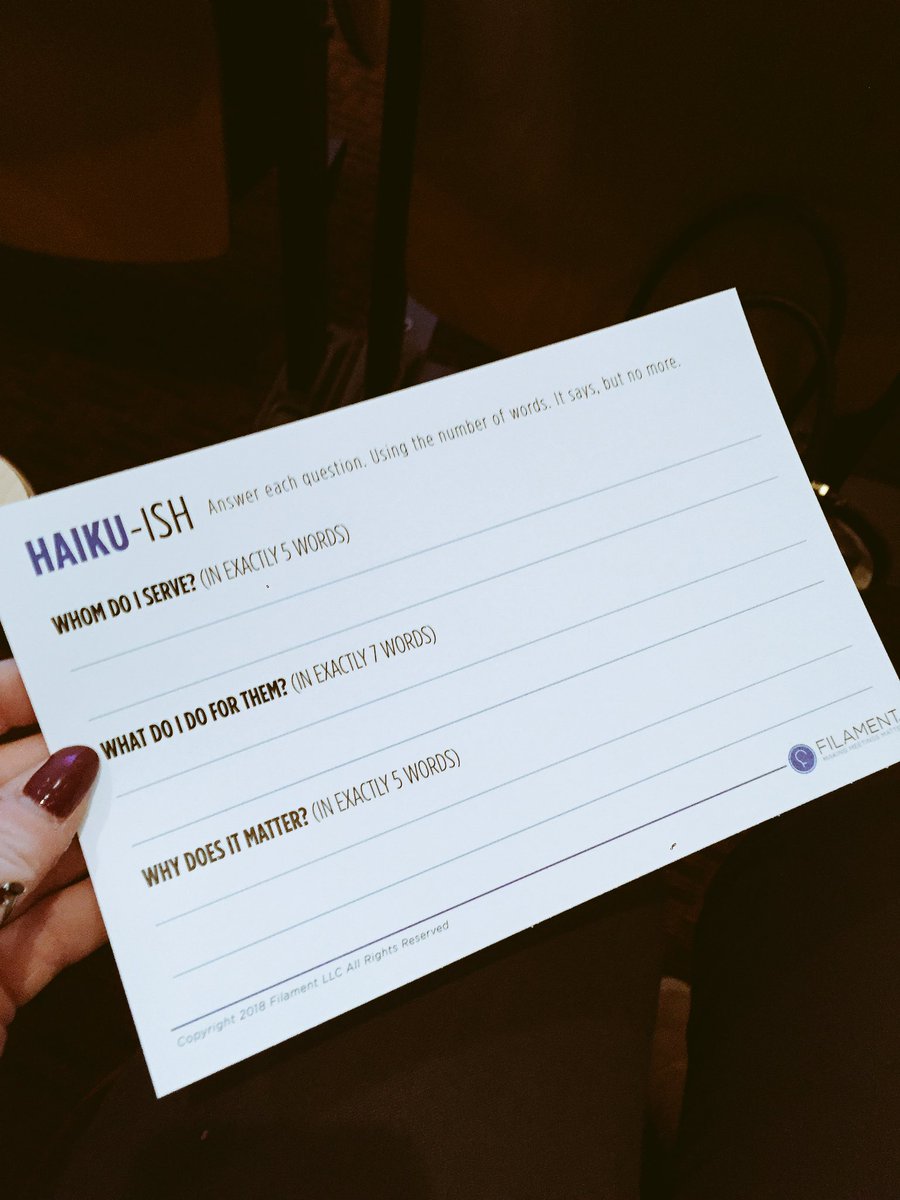 awschenk's tweet photo. How to craft an interesting elevator pitch...follow this haiku! #amastlcon @MeetAtFilament https://t.co/q59fyFDafG