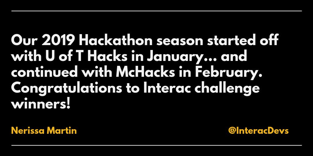 interacDevs's tweet photo. NOTB: Facial Recognition, QR Codes and Augmented Reality... Our 2019 Hackathon season kicks off. https://t.co/AUHZyRwce8 https://t.co/MdwjVO82kR