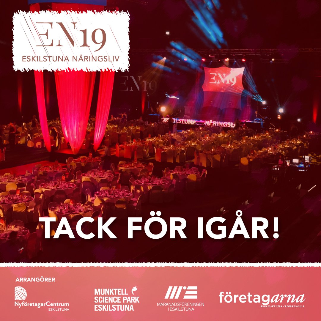 Grattis återigen till alla vinnare &amp; TACK för den fantastiska dag och kväll som ni alla var med och skapade. #EskilstunaNaringsliv #EN19 #ÅretsNyföretagare #ÅretsInnovatör #ÅretsMarknadsförare #ÅretsFöretagare