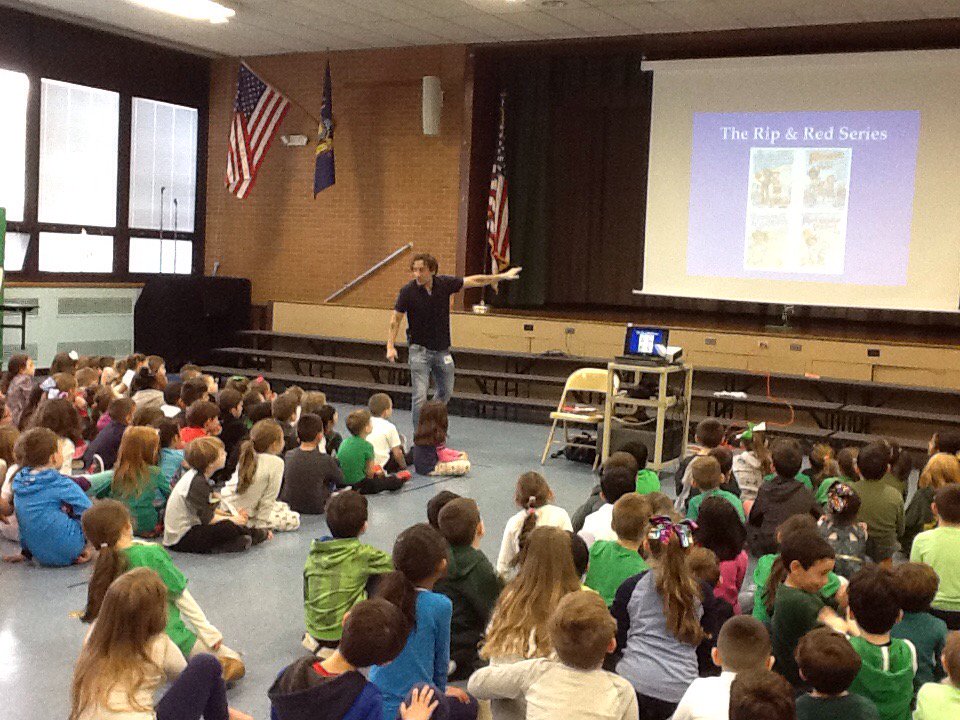 AAE_Dalers's tweet photo. Oh my goodness! It's author Phil Bildner visiting us! Thank you PTA PARP Committee! He's awesome! https://t.co/uPG2NUREl8