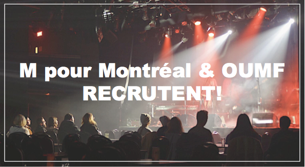 **POSTE A POURVOIR**
<a href="/mformontreal/">M pour Montréal</a> et <a href="/OUMFmtl/">OUMF</a> cherchent leur Producteur(trice) délégué(e)!
L'envoi de candidatures se fait jusqu'au 28 février 2019, 17 h, ne manquez pas votre chance!

L'intégralité de l'annonce est ici 👉 bit.ly/2Nf5yFj

#MpourMtl2019 #OUMF2019