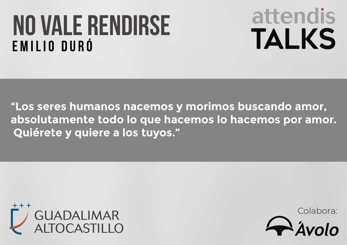 ❤ Emilio Duró nos hablará de amor, éxito y felicidad en su próxima conferencia "No vale rendirse" el 22 de febrero en el Nuevo Teatro Infanta Leonor de #Jaén.

Consigue tu entrada ➡ bit.ly/2MUsJEl

#Attendis #ComoTúLoHarías #Conferencia #BeAttendis