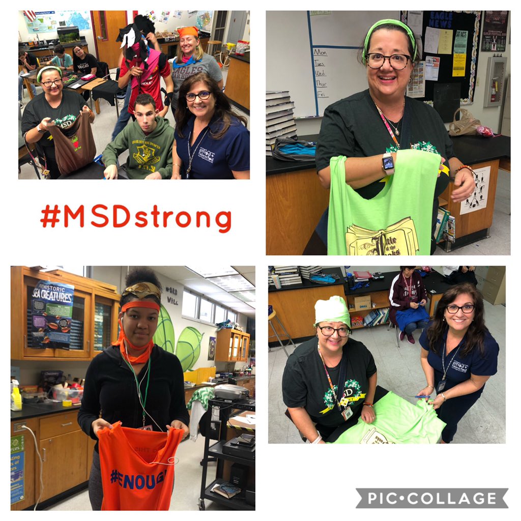 LMBoza's tweet photo. Repurposing shirts into bags @MSDlibrarymedia with @dhaneski @LibraryLadee @BcpsLibrarians @BCPSInnovates #2getherinLoveandService #MSDSStrong #MSDOneYearLater https://t.co/Y0DeEkSPi3