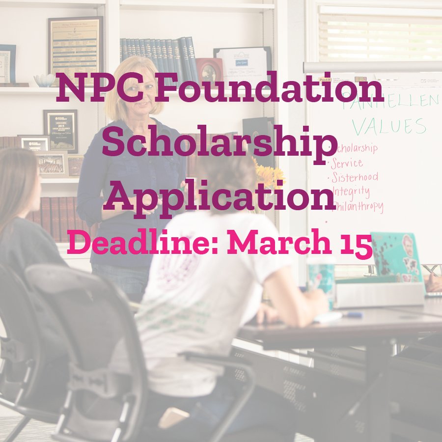 NPCWomen's tweet photo. NPC Foundation scholarship applications, along with all supporting documents, are due one month from today! To apply, visit https://t.co/tLGZanglg2
*
*
*
#NPCWomen #NPCFoundation #scholarship #deadline https://t.co/t1VqNRNw3m
