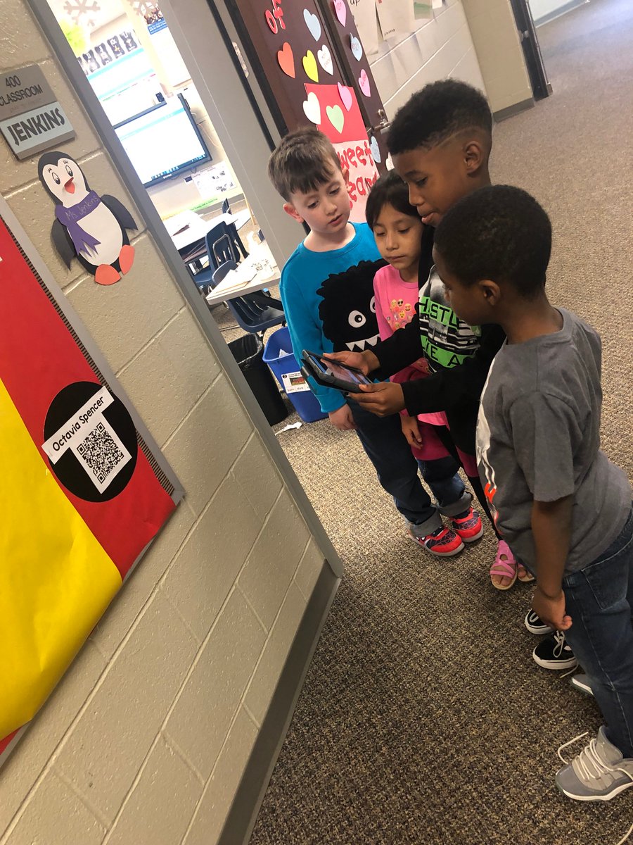 sbroyster's tweet image. Students at @CarverPrimary School use QR codes to watch videos about famous African Americans during our &quot;Red Carpet&quot; black history month celebration. @opelikaschools #MyOpelika #OpelikaEdTech