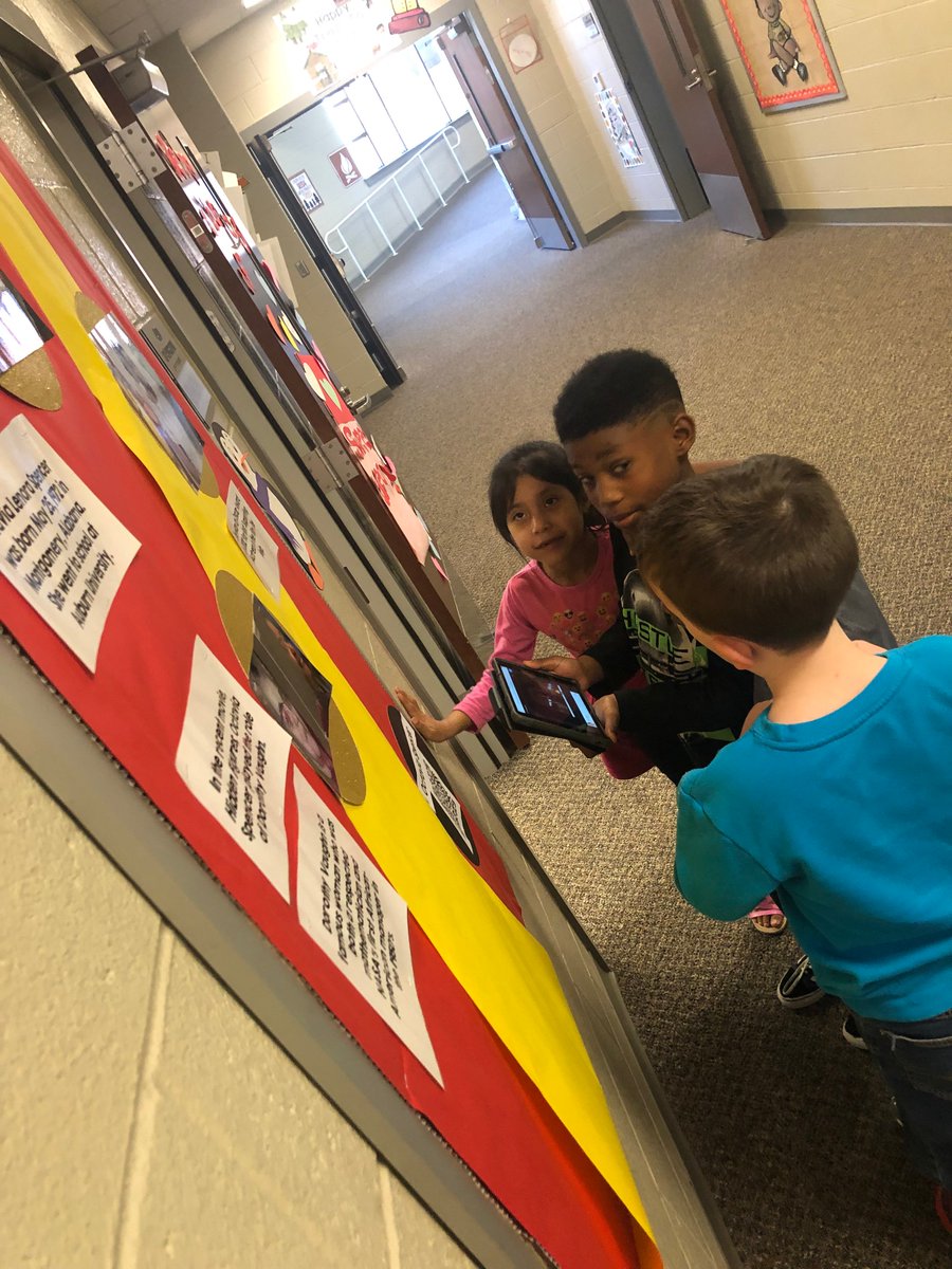 sbroyster's tweet image. Students at @CarverPrimary School use QR codes to watch videos about famous African Americans during our &quot;Red Carpet&quot; black history month celebration. @opelikaschools #MyOpelika #OpelikaEdTech