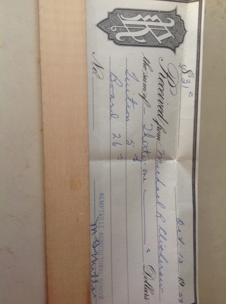 Dad‘s 1961 semester tuition at Kemptville#money wellspent