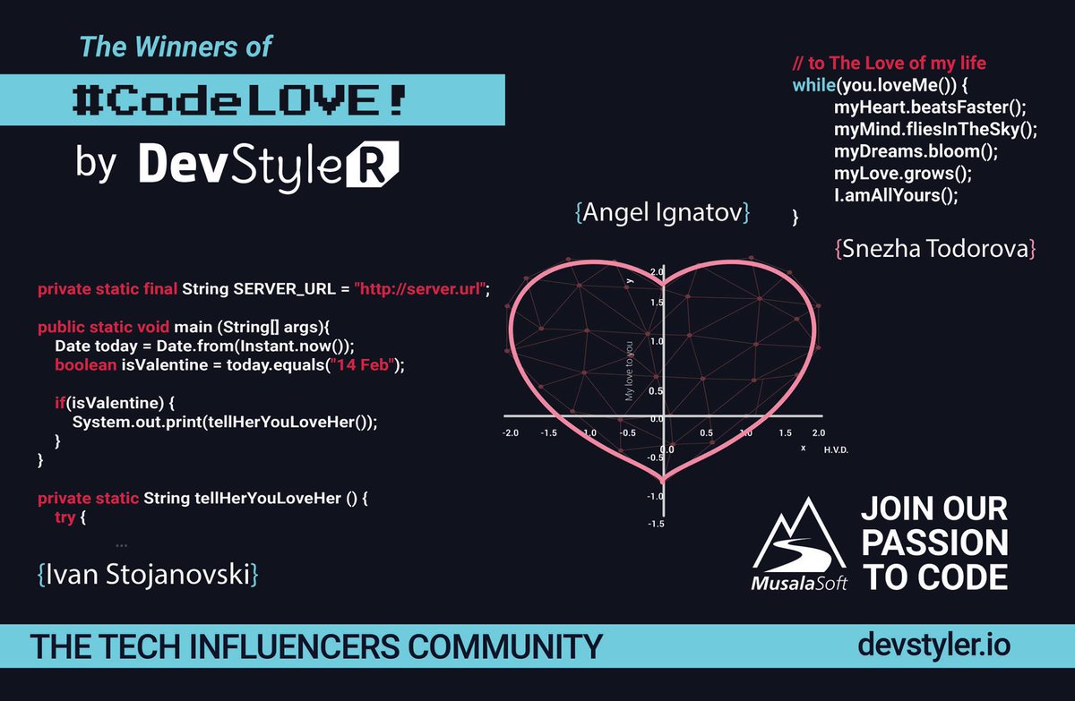 SnejaStanin's tweet image. Happy to be one of the winners in the #CodeLove game.
Thank you @DevStyleR1 and @MusalaSoft for the prize 🙂

#dev #softwaredevelopment #coding