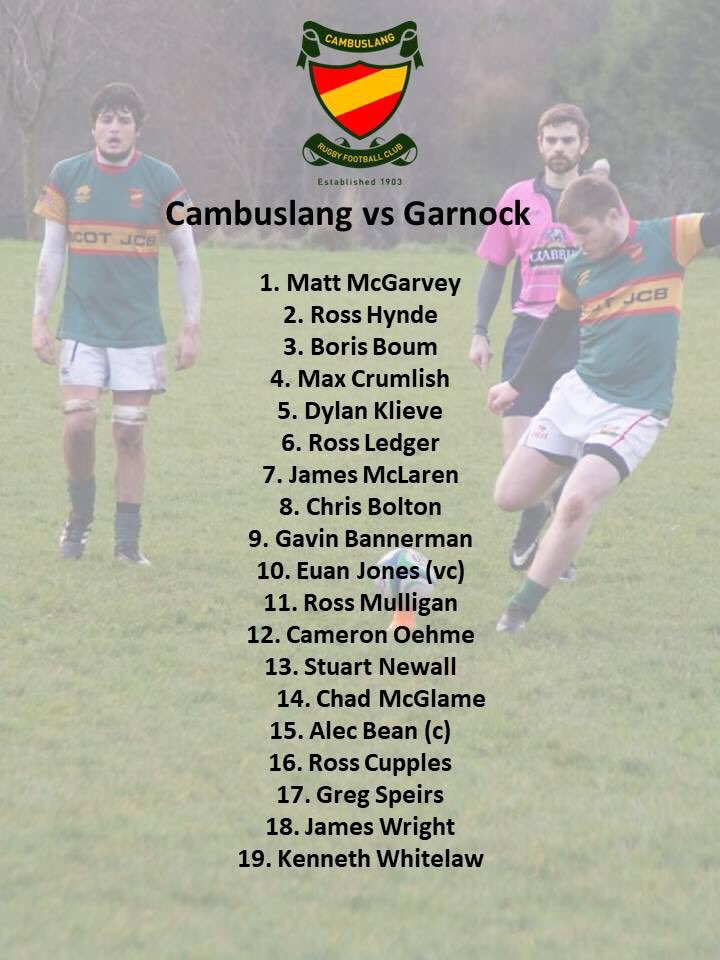 Cambuslang squad to take on <a href="/garnockrugby/">Garnock Rugby Club</a> tomorrow in the last home game of the 2018-19 season.

1500KO at Coats Park