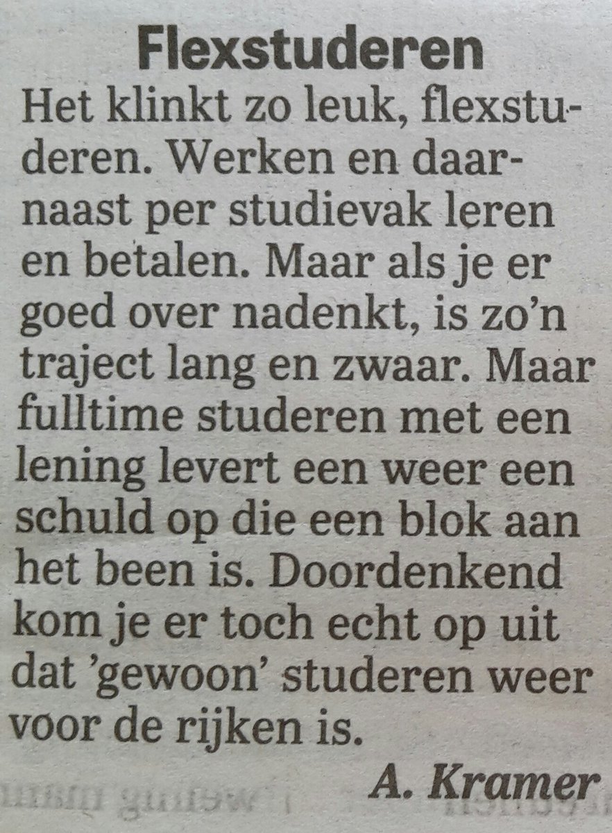 atietwiet's tweet photo. #Flexstuderen en dat in een Land waar alles goed gaat volgens onze @MinPres als we de #Kenniseconomie voor de toekomst van Nederland willen omarmen moet er toch drastisch iets veranderen met Scholing >Wég met dat #Leenstelsel en snel ook #Kabinet :- ! https://t.co/oQou1F0b8k