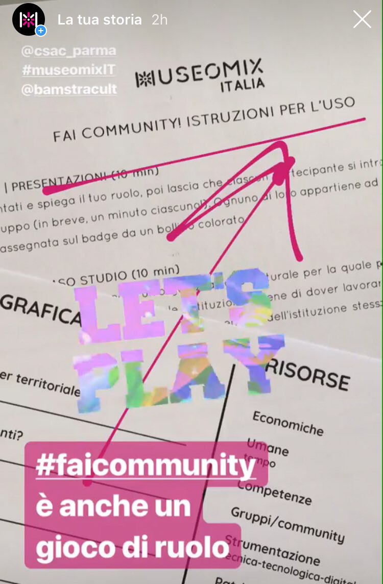 museomixIT's tweet photo. 💥 seguiteci su #instagram! stiamo facendo delle bellissime #stories 🤩 #FaiCommunity #museomixIT https://t.co/O4b5suAxEm