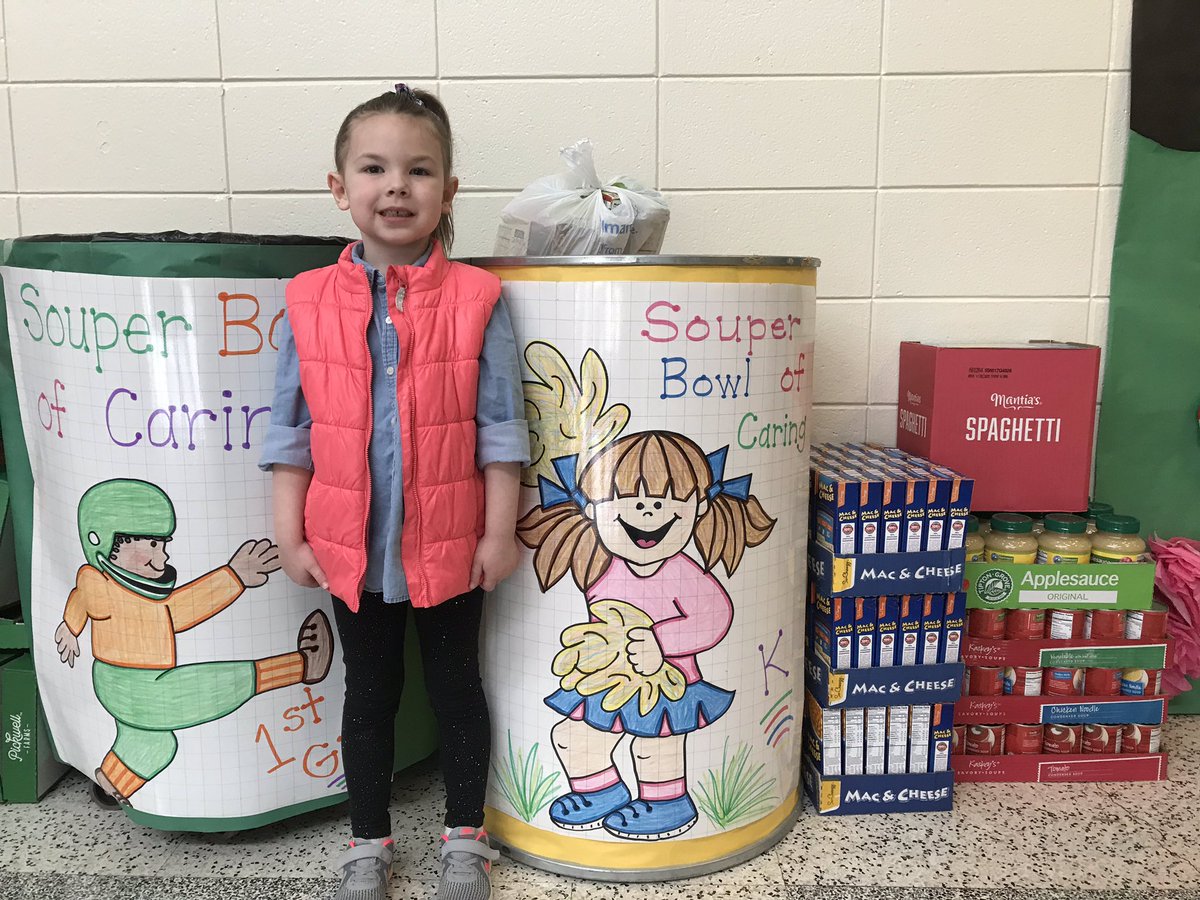 SusanWales4's tweet photo. Thanks to FAME KG student, Zadie Cox, for taking our Souper Bowl of Caring on as a personal mission! Zadie collected over 300 cans! Way to go! @bes_media #_BEStday #everydayACS https://t.co/wfnNSmjART