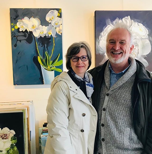 In2artOakville's tweet photo. This sweetheart of a guy just surprised his wife of 37 years with “Drama Queens” @shoeltkenart  orchid painting for Valentine’s Day 🥰🌸🔥 What a way to start a Friday, love written all over their faces ❤️ #lovestory #orchids #originalart https://t.co/SbOsp2Z2gb https://t.co/eWJrl9OycI