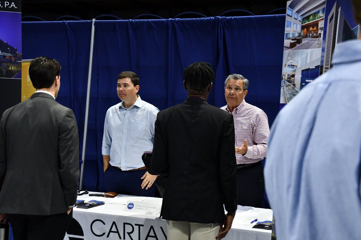 The Design and Planning Career Fair is going until 1pm. Lots of awesome students meeting lots of great companies. Thank you to our sponsor, @RLFarchitects. #OneDCP