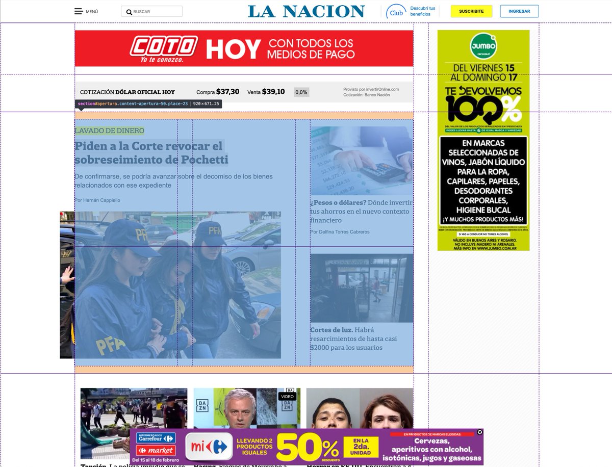 godaro's tweet image. FELICITACIONES al equipo de desarrollo de @LANACION - Actualizaron la home en #GridCSS