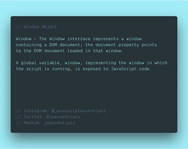 jsessentials's tweet image. The Window Object
.
.
.
#javascriptessentials #jseseries #jseseries41
#css #css3 #html #code #coder #coding #frontend #es6 #angular #reactjs #vuejs #codinglife #worldcode #programmer #frontenddeveloper #development #programming #webdeveloper #100DaysOfCo… bit.ly/2EaHikr