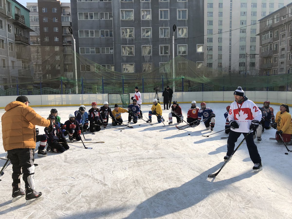 ErdeneRes's tweet photo. Over 500 kids will receive donated equipment and coaching as part of Canada-Mongolia Hockey Week. Erdene’s CEO Peter Akerley was on the ice to support the initiative. https://t.co/uyl5rzWebE