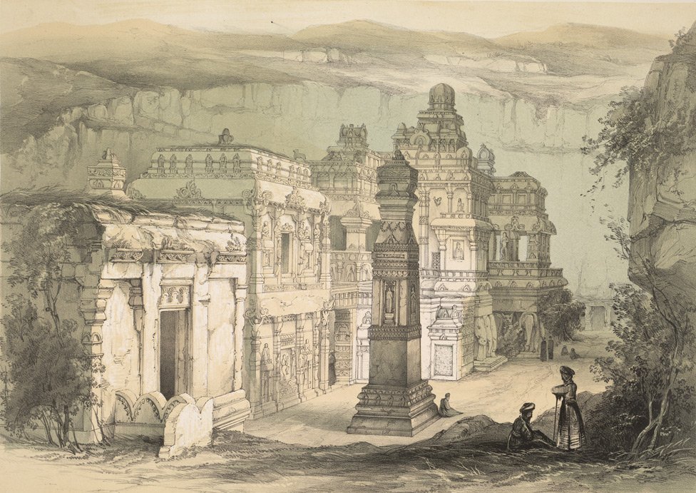 The Kailasha or Kailashanatha temple is one of the largest Indian rock-cut ancient Hindu temples located in the Ellora Caves, Maharashtra.
#UnescoWHS 
#IndiaInPaintings 

James Fergusson's 19th century drawing of the temple.