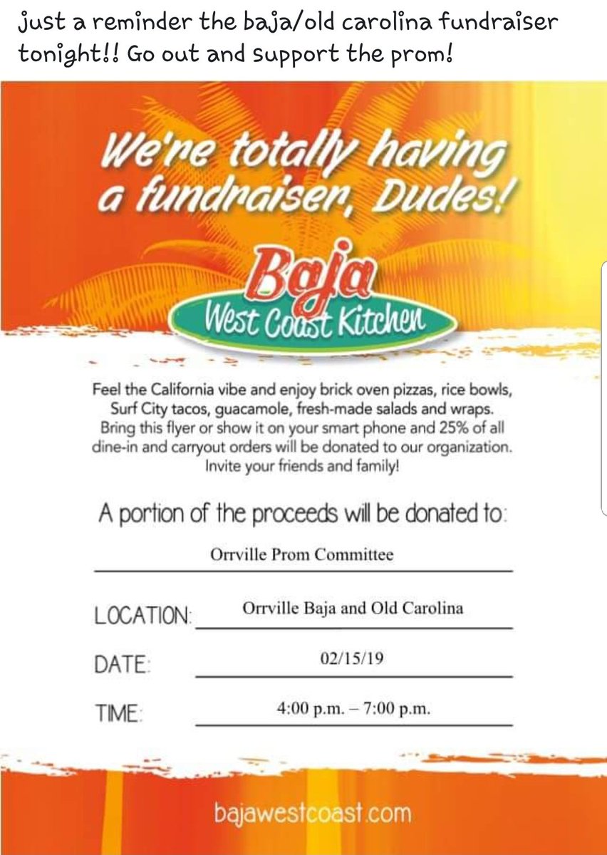 josh_mc1982's tweet photo. I have to say these young people have been incredible all year, from cheering on their team in the rain to a state title. So before the big game tonight, support your @RiderTerritory , @ORedRiders and their hardworking Prom Committee by visiting Baja and Old Carolina! https://t.co/uvr9MU0Qmc