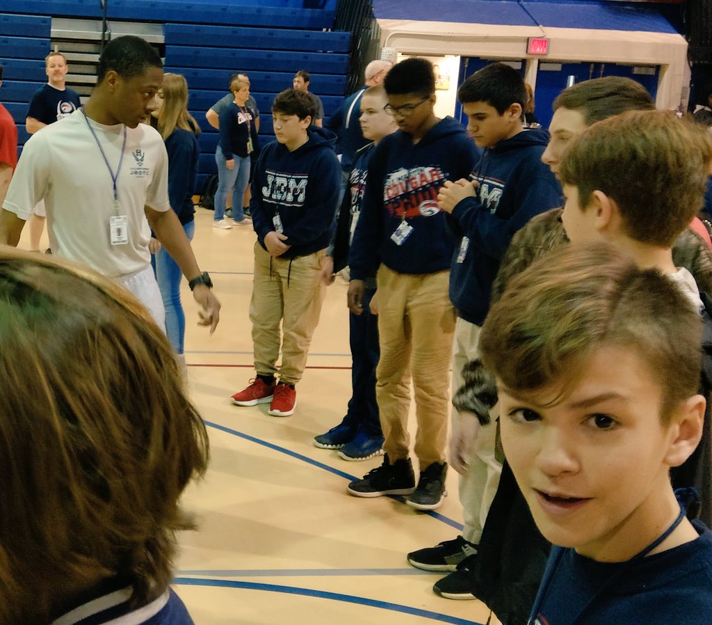 JBM_Cougars's tweet photo. Special thanks to @HahnvilleHigh JROTC for coming over and presenting to our 8th graders! Giving students a close up look at opportunities available in the ROTC program. Shout out to all the former JBMCougars who presented. #youandi #preparing4thefuture #cougars2tigers https://t.co/ahOJCrWRIx