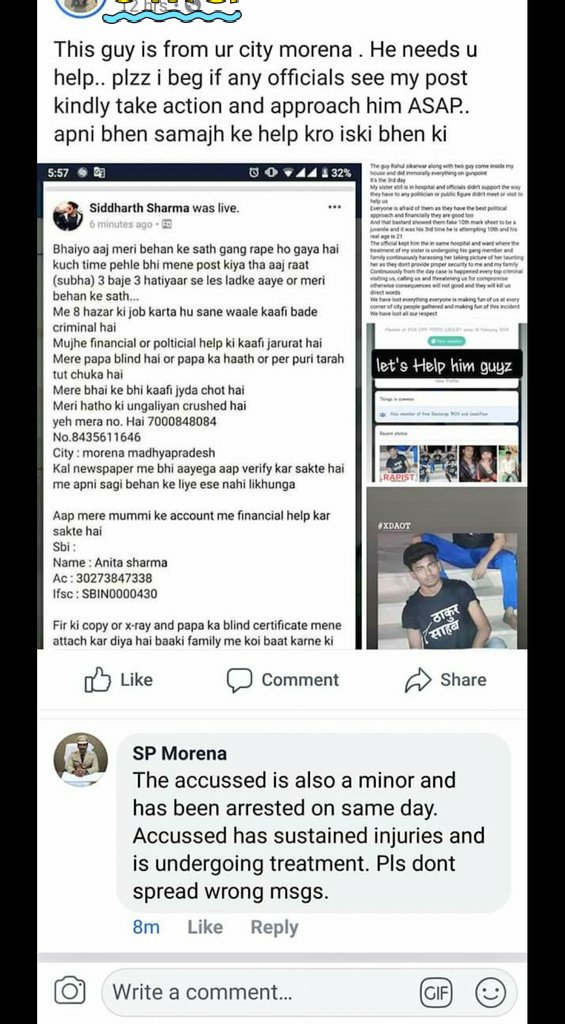 pratiksh_soni's tweet photo. So now sp of Morena also taking side of those bastards huh how much you guys will go down just for money ! Same should happen with them 
@raftaarmusic @RVCJ_FB @IndiaToday @ndtv @aliaa08 @CarryMinati @aajtak @emiway_bantai @CARE @Nonprofits @akshaykumar @BeingSalmanKhan help need https://t.co/FWDLEsGucr