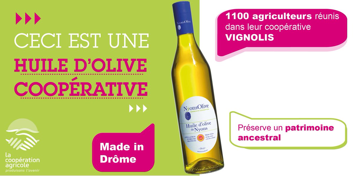 lacoopagricole's tweet photo. Ceci est un produit coopératif. Ancrée sur son territoire, protégeant son terroir, a coopérative qui fabrique cette huile et tous ses coopérateurs préservent un patrimoine ancestral. #Vignolis #NyonsOlive RDV au #SIA2019, Hall 4 https://t.co/1leWmcPIGg #ConsommerCoopératif https://t.co/nXBWfykqut