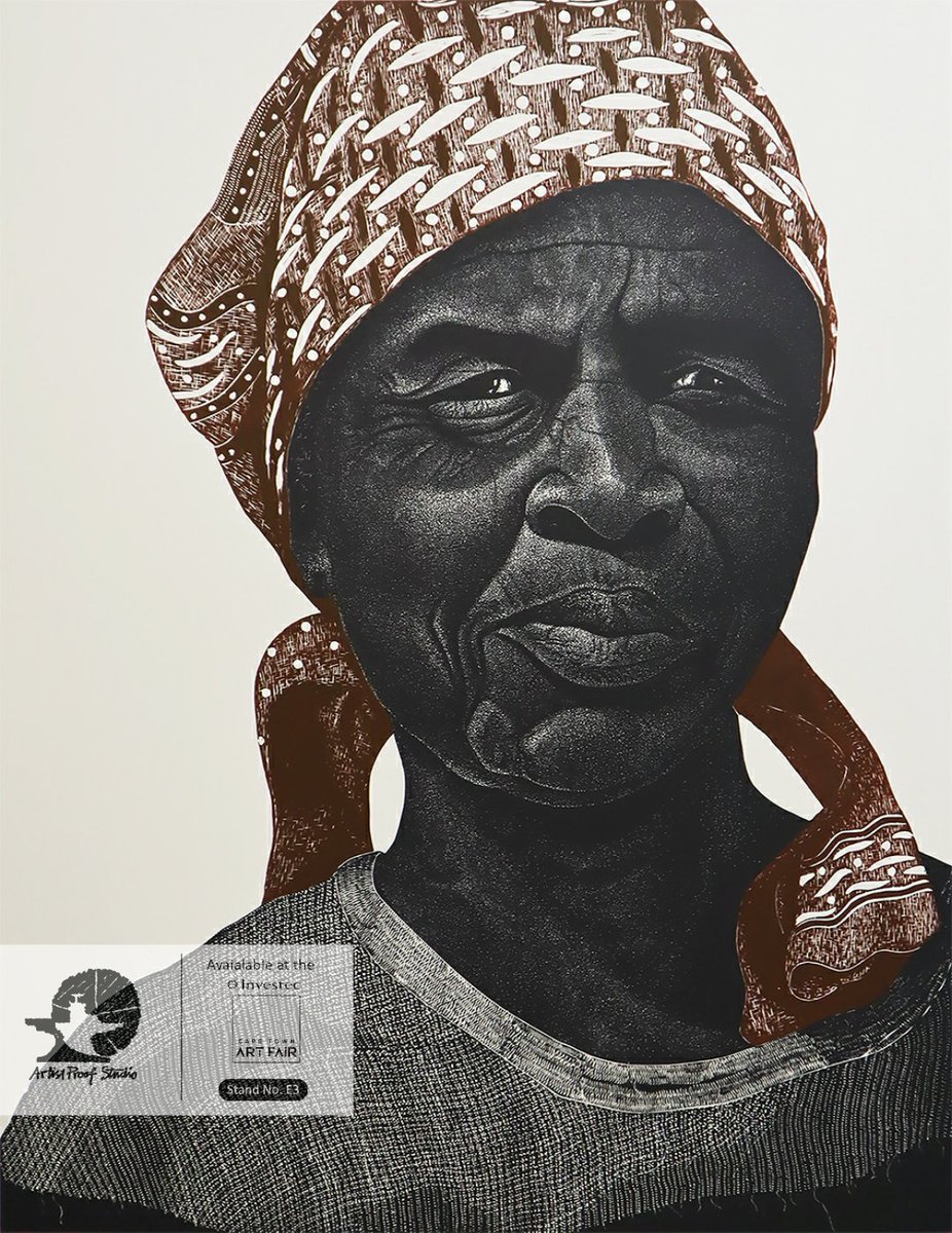 ArtistProofJHB's tweet photo. Students learn various printmaking techniques and in their final year of study work on developing their stylistic identity.
#JusticeMathonsi's delicately carved portraits will be available at the Investec Cape Town Art Fair.
Swa Vutomi aswiheli
Linocut
2019
Edition of 10 https://t.co/SkzPofjv7A