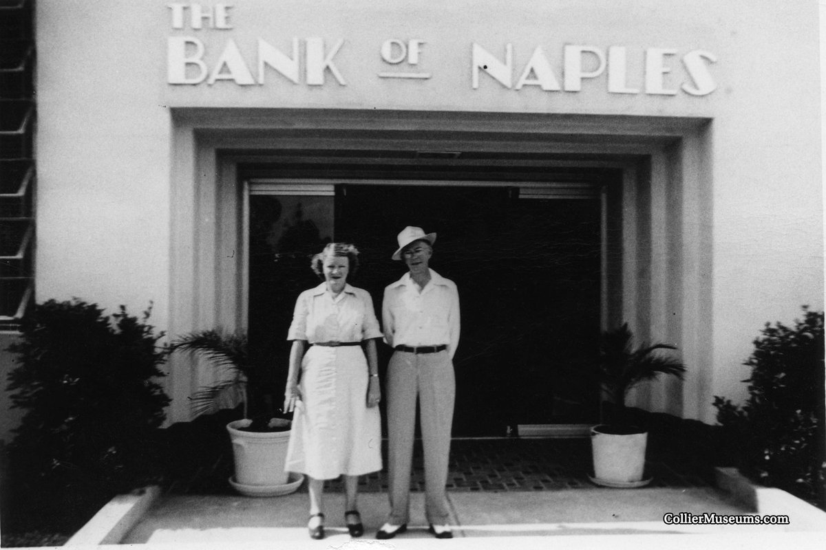 CollierMuseums's tweet photo. The Bank of Naples opened on this day in 1949 on 5th Avenue with $108,000 in deposits with a population in Naples at the time of 1600. Mayor W. Roy Smith was its first President. #todayinhistory #collierhistory #naplesfl https://t.co/H5NhS2BtBL