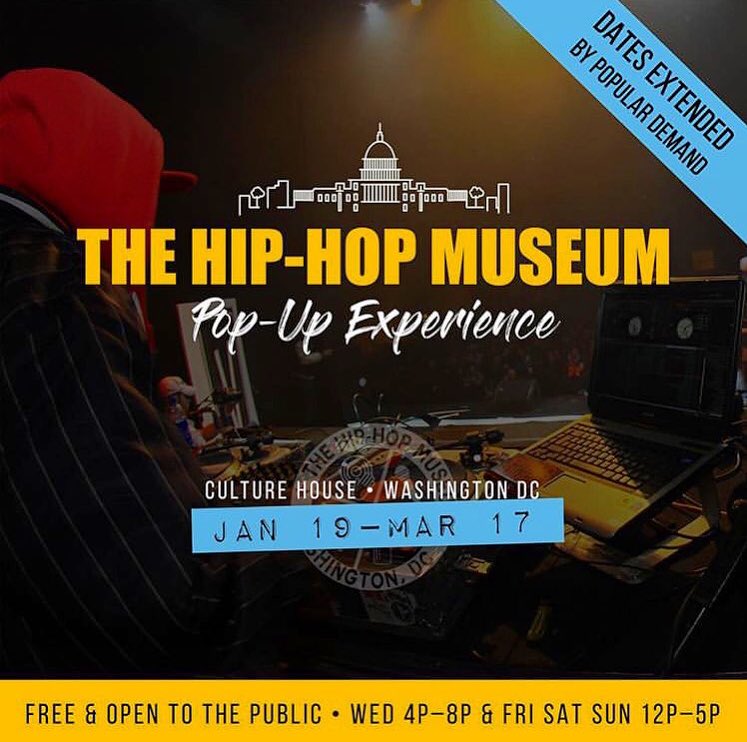 CultureHouseDC's tweet photo. The @hiphopmuseumdc is now extended through Sunday, March 17th!! This Weekend’s Hours: Today 12p-5p Saturday 12p-3p Sunday 12p-5p &amp; this Monday for Presidents Day from 12p-5p! Follow @hiphopmuseumdc for all details &amp; info! // #BlindWhino #SWArtsClub #CultureHouseDC #SouthwestDC https://t.co/rFuLVizKV8