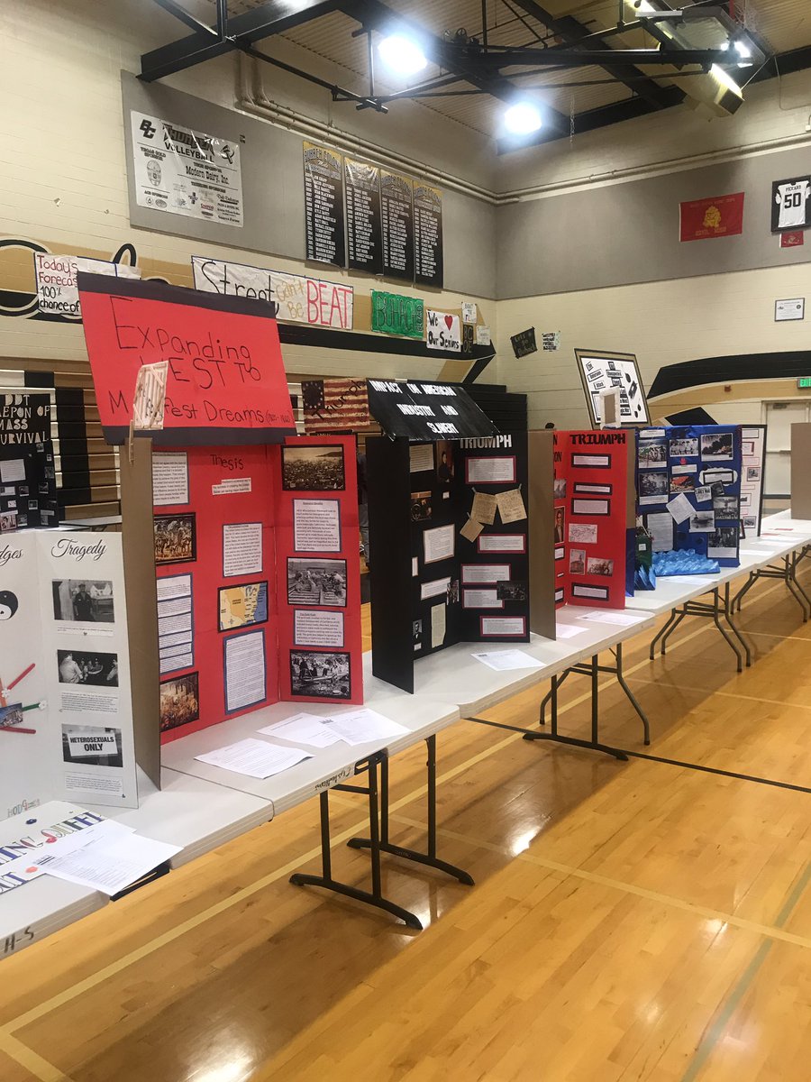 #bchsEd presenting their projects for National History Day on Triumph and Tragedy throughout history! #muhsd #buhachpride