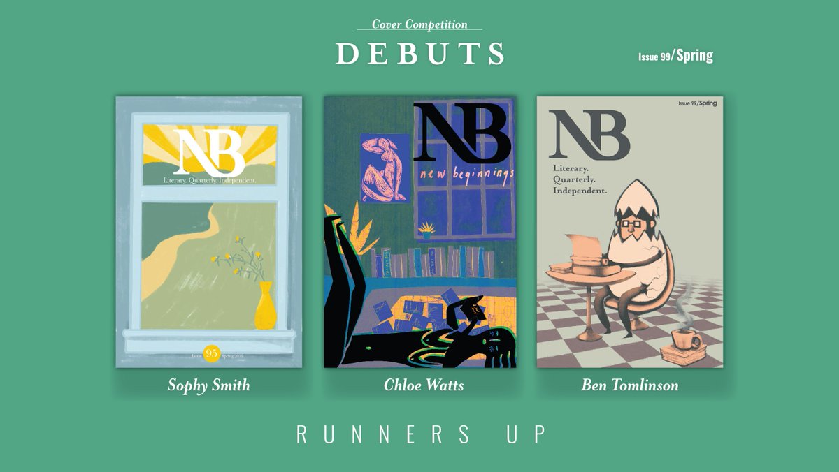 NBmagazineUK's tweet photo. NB99 COVER COMP: Our next set of fantastic entries and takes on the theme of #Debuts in our cover comp come from Sophy Smith, Chloe Watts and Ben Tomlinson - find more of Sophy and Ben's work on Insta at Sophylouise_illustration and fogfon #CoverComp #Illustrations #NB https://t.co/u7hdeihVyb