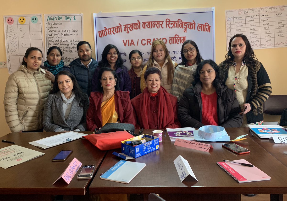 sandhyachap's tweet photo. Another batch of healthcare providers is ready to work on the field. National Cervical Cancer Screening & Prevention. Now let’s talk about #HPVVaccine Vaccine to be included in national immunization schedule. #VIATest #CevicalCancer #Screening #HPV #Vaccine https://t.co/n7OausjRS4